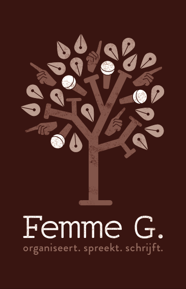 Femme G. organiseert, spreekt, schrijft.